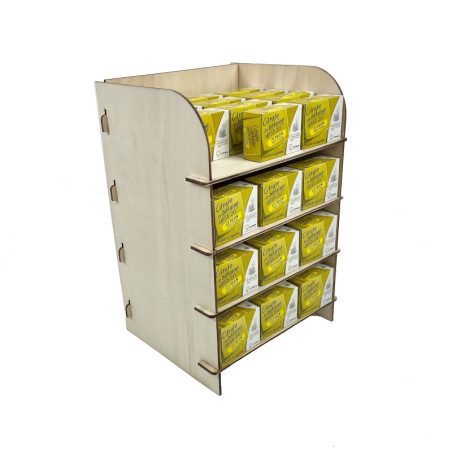 Étagère 4 niveaux présentoir porte produit en bois