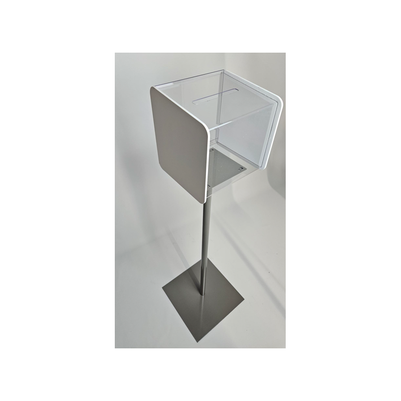 urne sur pied métal   transparente blanche  # VPB1153