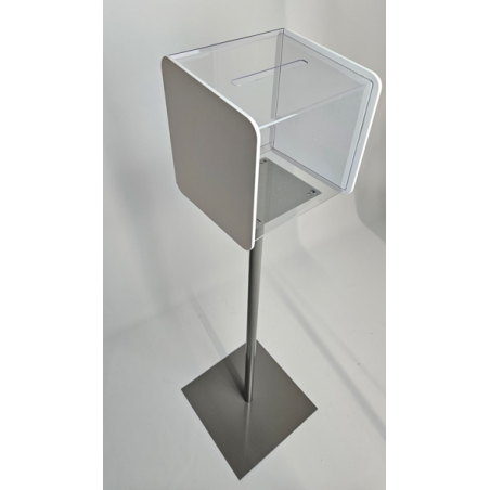 urne sur pied métal   transparente blanche  # VPB1153 urne sur pied métal   transparente blanche  # VPB1153