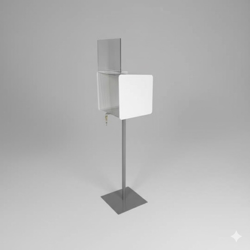 Urne 2 joues blanche + porte affiche et cadenas # PB1131