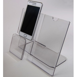 Présentoir rehaussant + fiche technique de côté