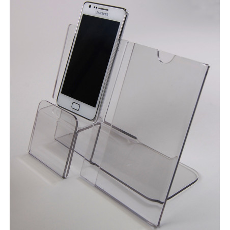 Présentoir rehaussant + fiche technique de côté