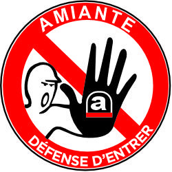 étiquette adhésive pour les zones amiantées et le danger