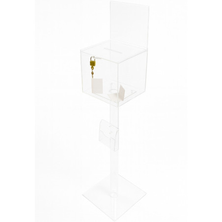 urne transparente sur pied avec affiche