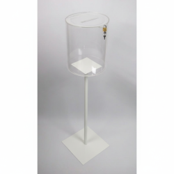 Urne plexi acrylique transparente tube rond sur pied + cadenas