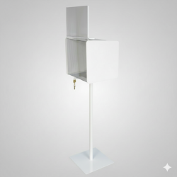 Urne sur pied à 2 joues blanches + porte visuel A4