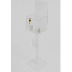 Urne plexi acrylique transparente sur pied + porte visuel