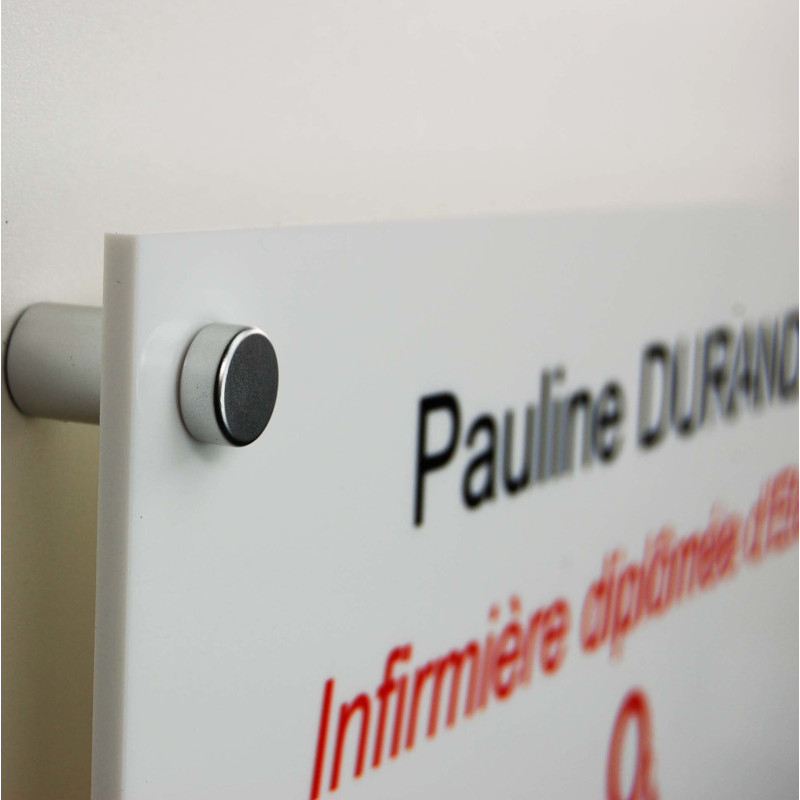 Plaque professionnelle plexi blanc + entretoises