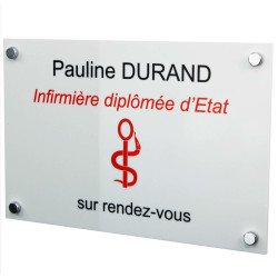 Plaque professionnelle plexi blanc + entretoises