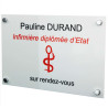 Plaque professionnelle plexi blanc + entretoises