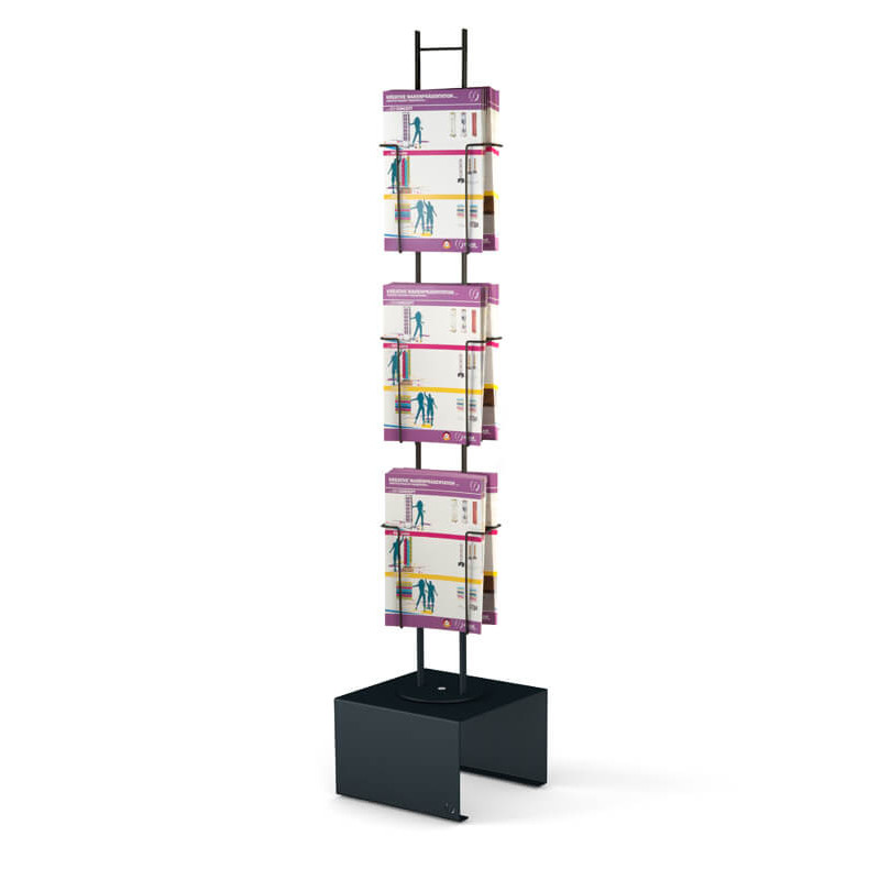 présentoir de sol  rotatif en fil métal pour 6 brochures A4  # FCPSKY