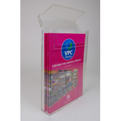 Porte brochure à couvercle rabattable injecté # VPB0365