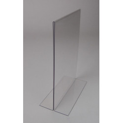 Chevalet porte  etiquette transparent en T simple # VPE0071