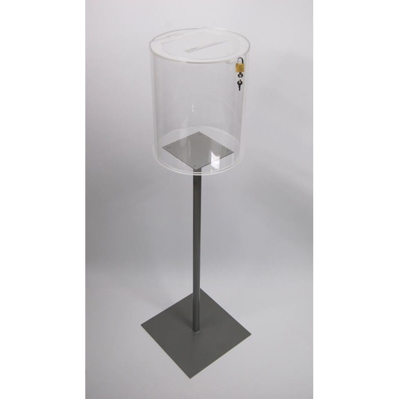 urne plexi acrylique transparente tube rond pied cadenas - SIGMA