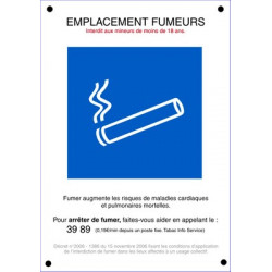 Panneau rigide à fixer : Emplacement fumeurs # VDP1091