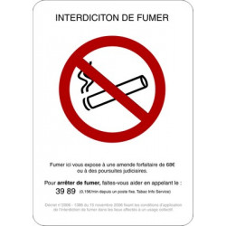 Adhésif autocollant : Interdiction de fumer # VAD0103 Adhésif autocollant : Interdiction de fumer # VAD0103