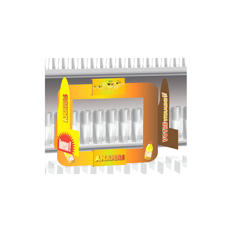 PLV d'habillage de linéaire fenêtre surbaissée sous réglette avec joues, réglable en largeur # VFP0181