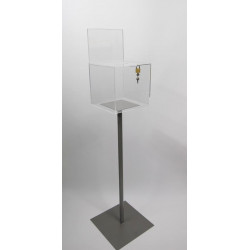 Urne plexi acrylique transparente sur pied + porte visuel # VPB0274
