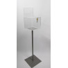 Urne plexi acrylique transparente sur pied + porte visuel # VPB0274