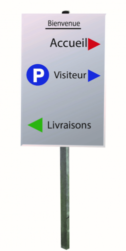 Panneau de signalétique sur mat