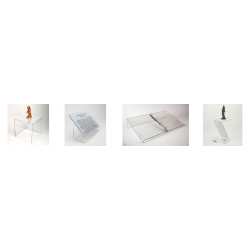 Présentoirs, vitrines, urnes transparentes et supports informatifs